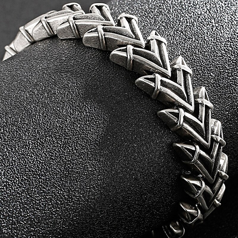Bracelet Vintage en acier inoxydable pour homme, couleur vieux argent, accessoires pour hommes, Style Chic, bijoux