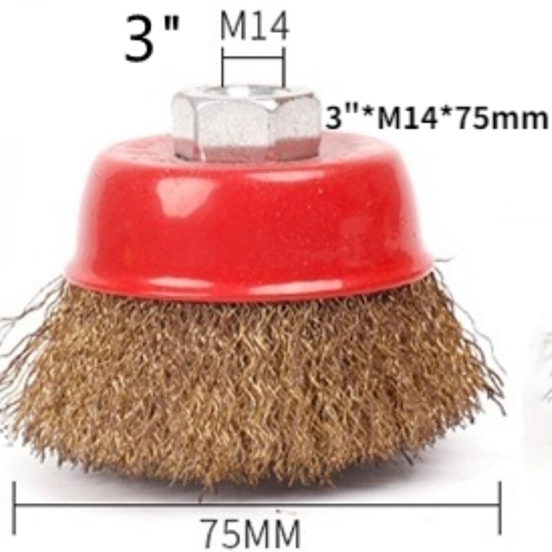 Metal Polishing Wheel / Cleaning Wire Brush / Bowl Type Grinding and Derusting Steel Wire Wheel with Nut / Angle Grinder: 3inch M14x75MM