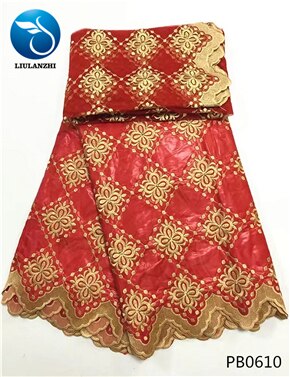 LIULANZHI negro riche getzner brode getzner riche tela de algodón tela bazin africano tissu con cuentas con 2 yardas de encaje neto PB06