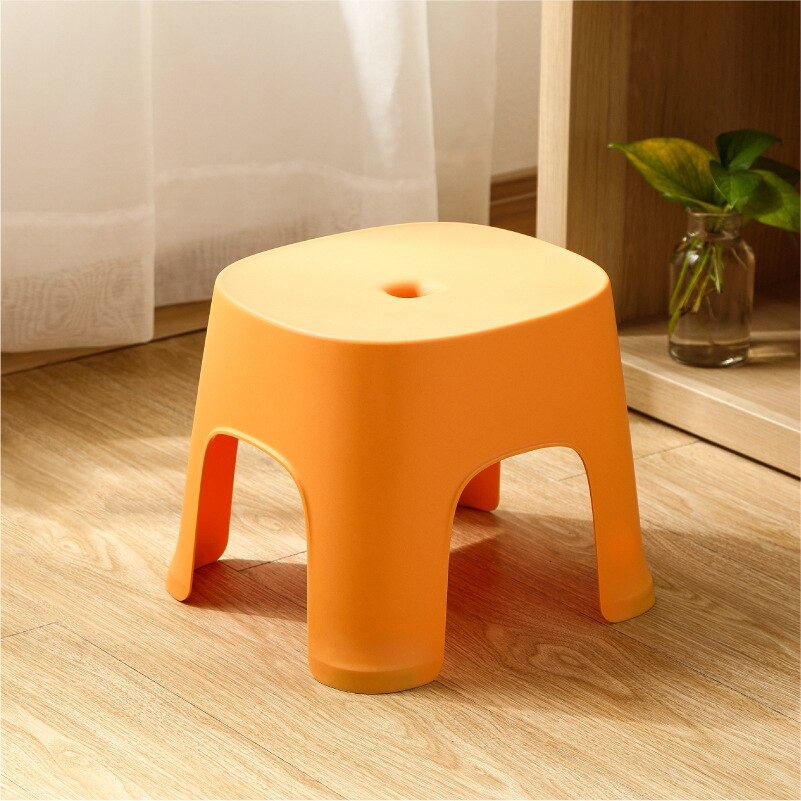 Household Bathroom Plastic Children's Stool Thickened Anti-slip Shoe Changing Stool Kid's Stepping Bench Stable Bedside Stools: Yellow