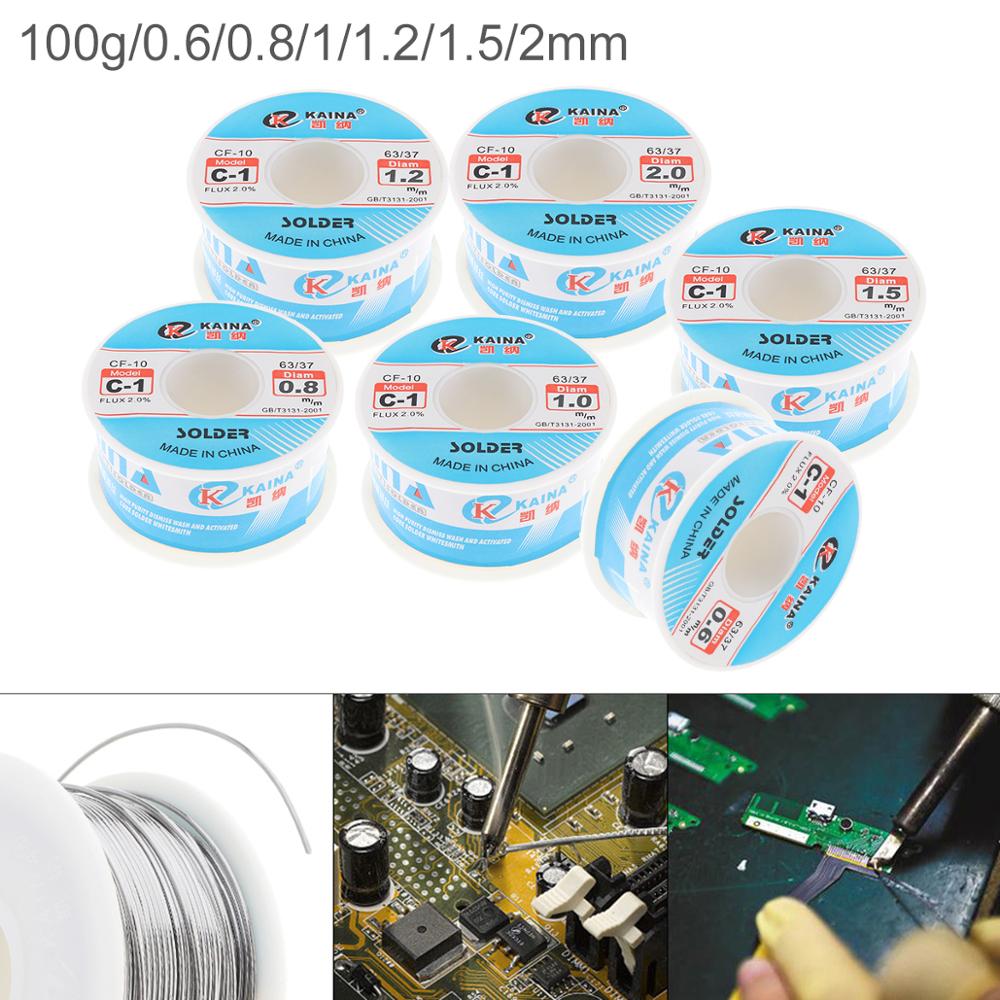 Loddetin 100g 63/37 C-1 - 0.6mm til 2.0mm - Høj Renhed No-clean Flux Kerne - 2% Flux
