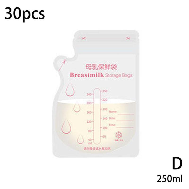 30pcs Milk Freezer Bags Milk Baby Food Storage Breast Milk Storage Bag Baby Food Safe Feeding Bags Breast Milk Freezer Bags:  250ml