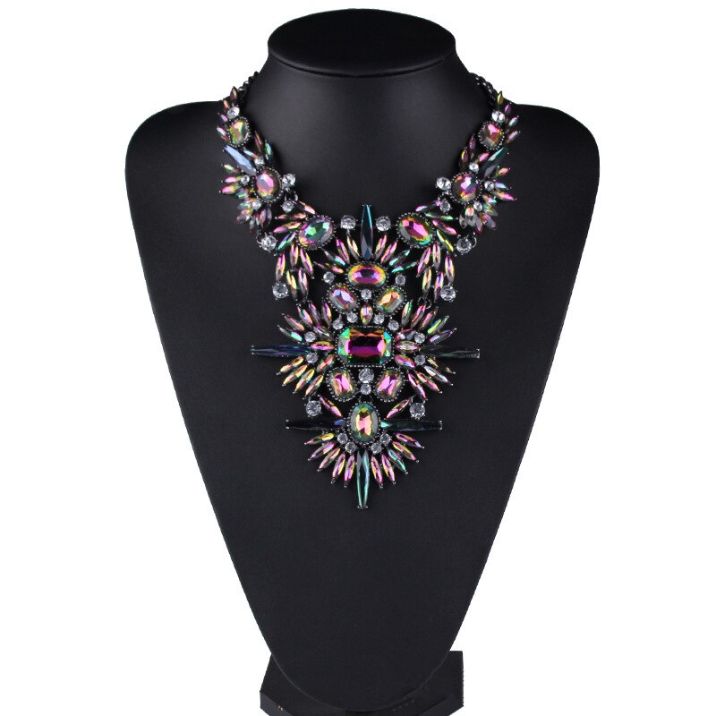 MYDANER-Collar grueso multicolor con diamantes de imitación para mujer, Gargantilla, joyería: D1