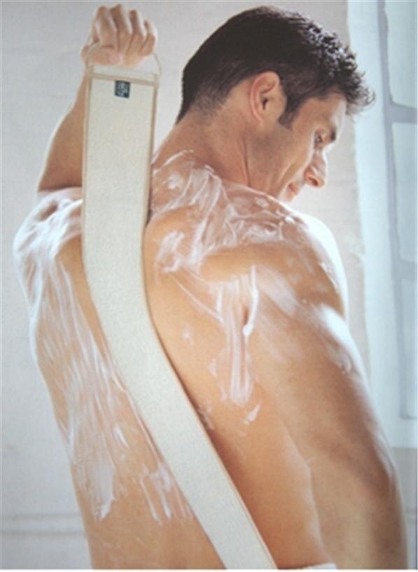 Lin coton doux exfoliant dos sangle bain brosse douche Massage Spa épurateur éponge corps peau santé nettoyage MPwell