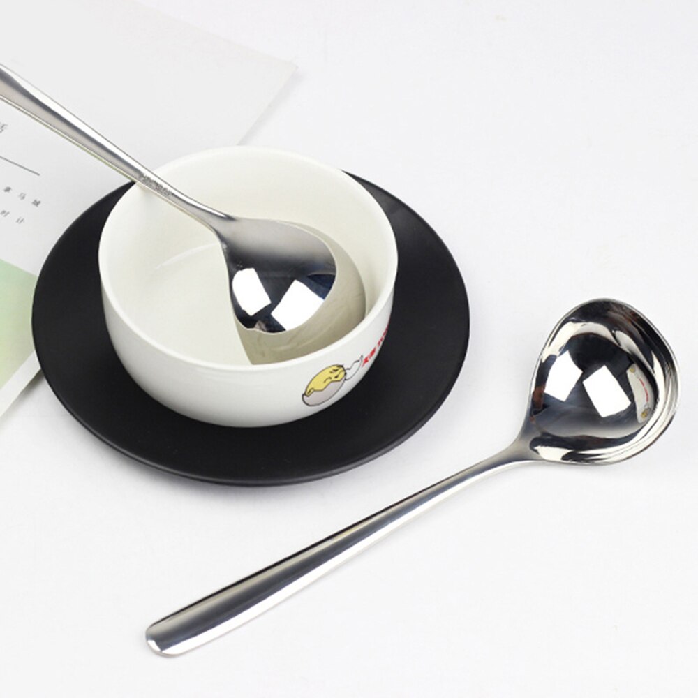 304 Roestvrij Staal Lange Steel Soeplepel Ronde Diner Levert Servies Accessoires Verdiepen Lepel