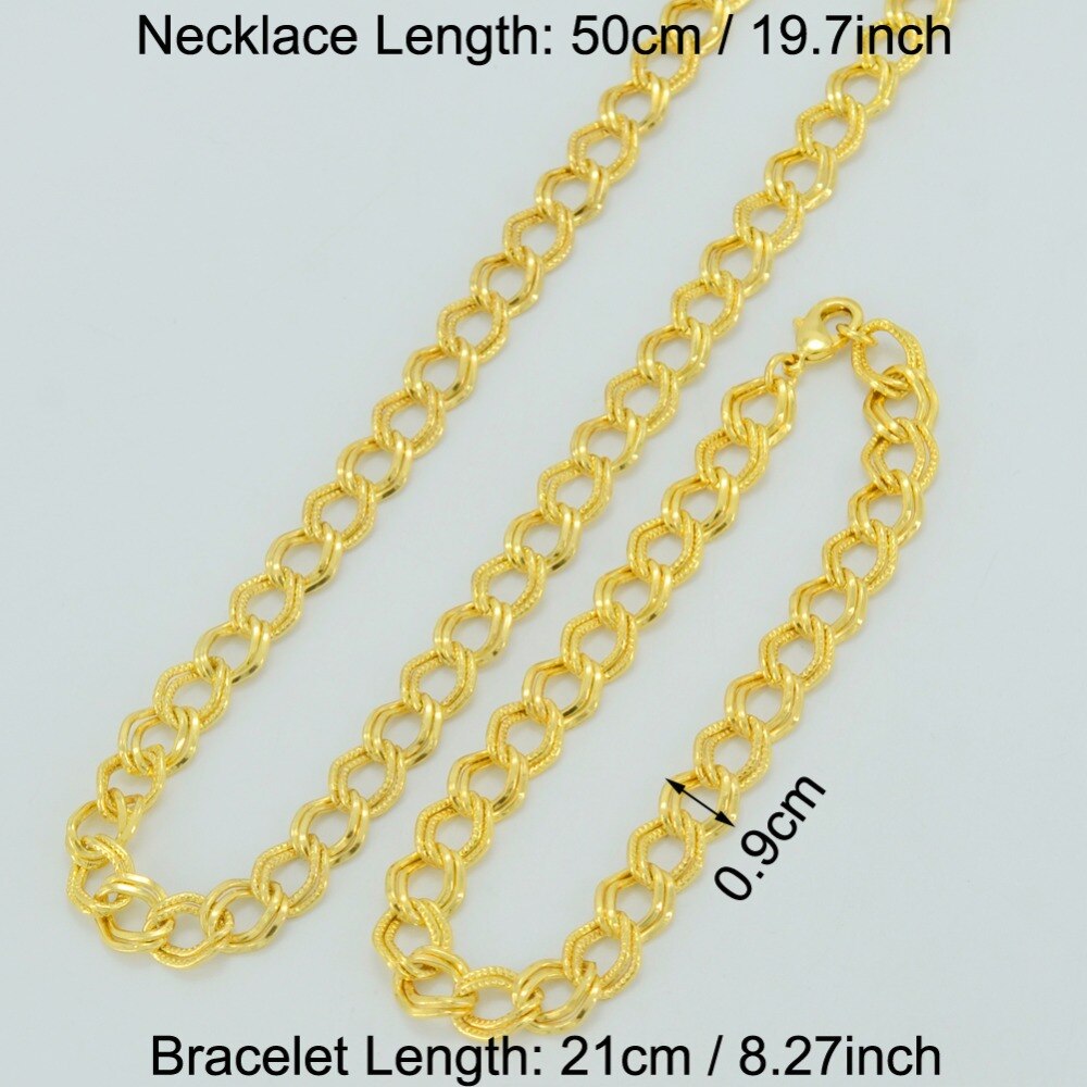 Anniyo Dunne Ketting Armbanden voor Vrouwen, Goud Kleur Afrika Sieraden set (50cm Kettingen, 21cm Armband) #040006