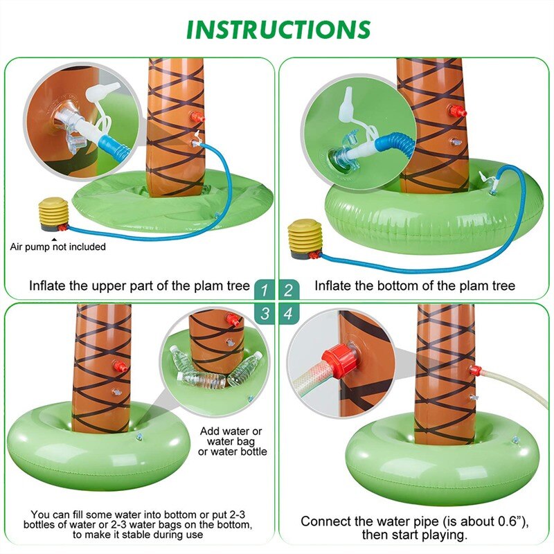 Coconut Tree Water Spray Toy for Family Games Fountain Water Sprinkler Toy Inflatable Palm Tree Spray Toys Water Play