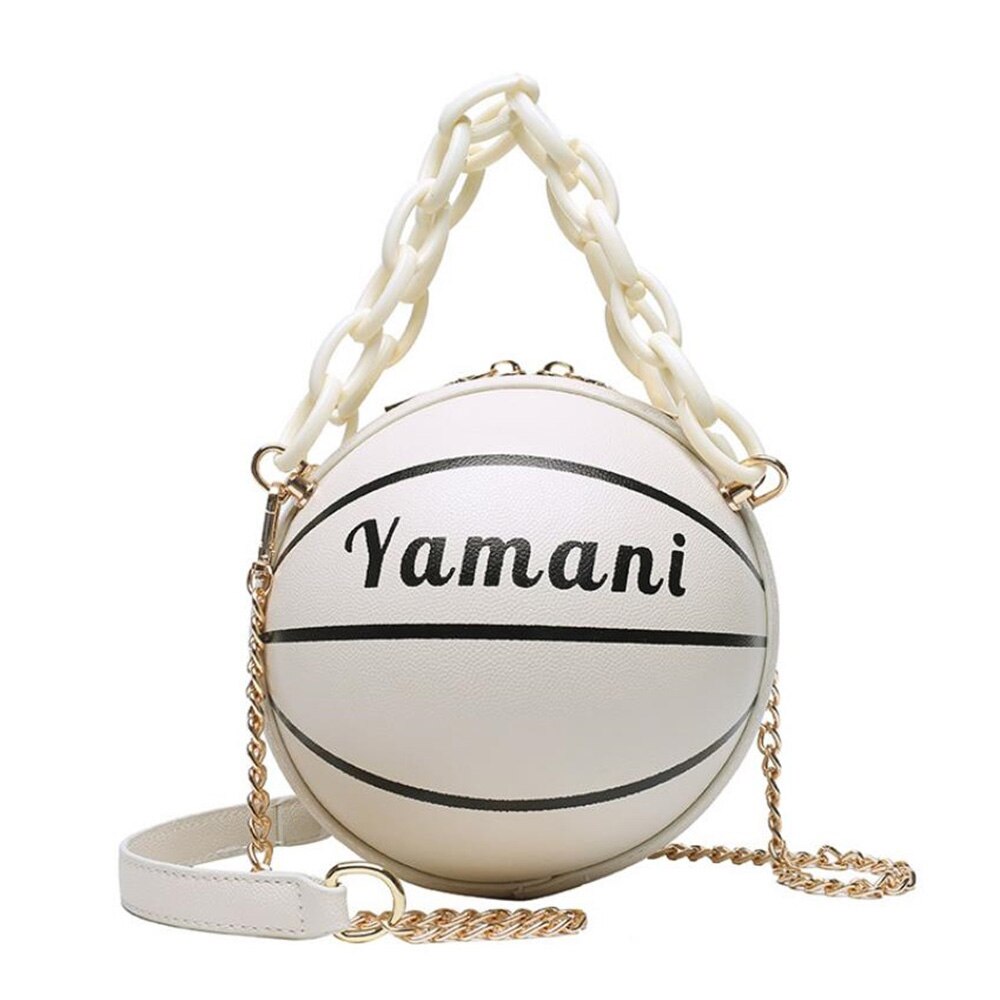 Round Handbags PU Leather Teenagers Women Zipper Shoulder Bag Football Basketball Shape Funny Messenger Bag: 4