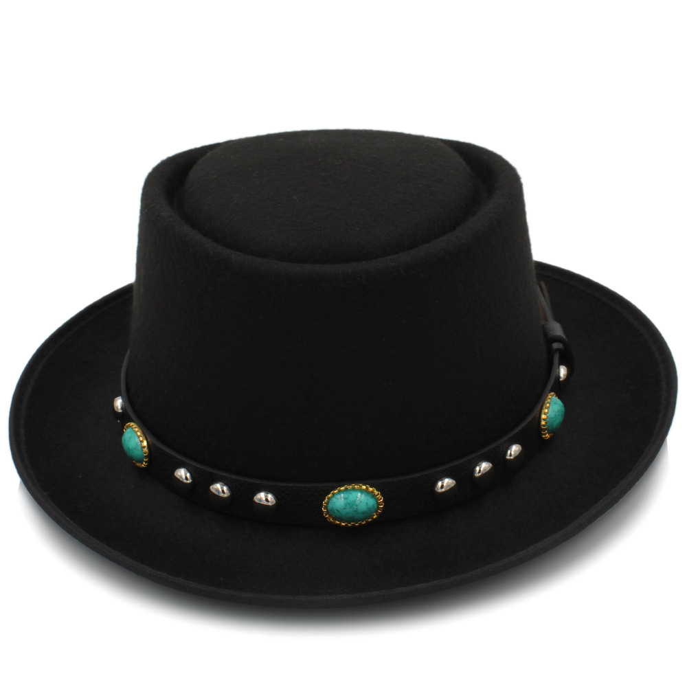 Chapeau plat en laine pour homme, chapeau Fedora, pour homme, papa, joueur, fascinateur, Trilby, église, taille 58cm