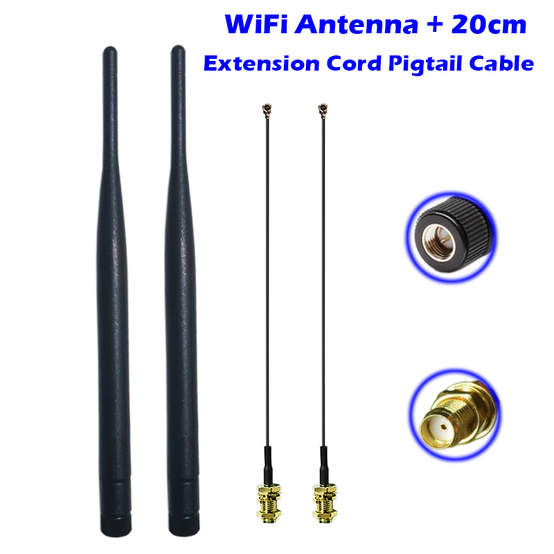 WiFi Antenne 2,4 GHz 5dbi 20cm U.FL/IPEX zu SMA Stecker Zopf Kabel Omni Antenne für Booster Router Modem USB Adapter Verlängerung
