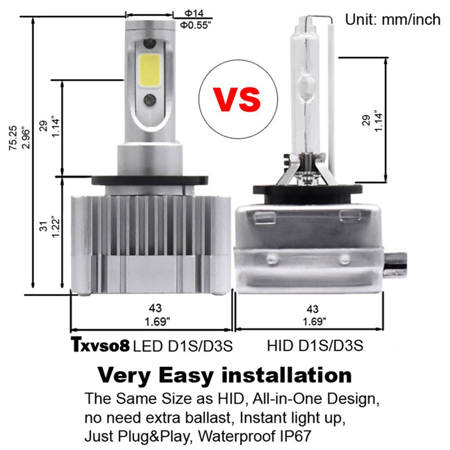 TXVSO8 H7 D1S H4 Led Car Headlight Bulbs Kit COB Chips 6000K 55W bombillas D3s Auto H8 H11 Led HB3 Fog Lamp Bulb 12V lampadas