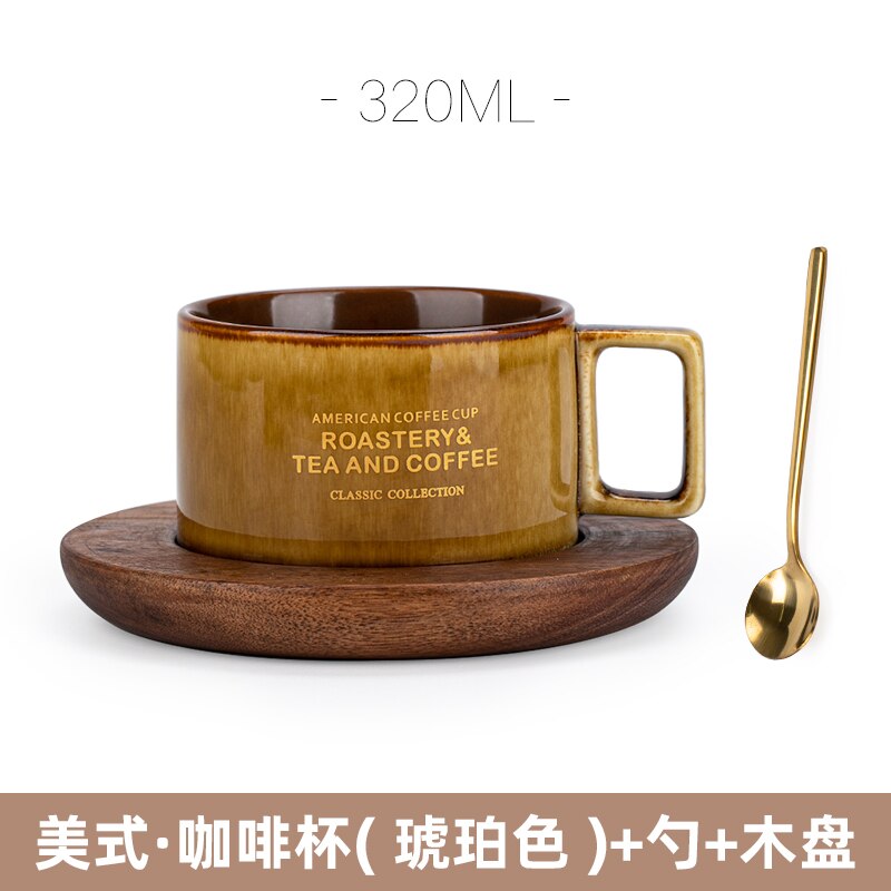 Black Luxury Ceramic Coffee Cup and Saucer Set Bone China Dinnerware Coffee Cup Sets Vaso Para Cafe Mug BD50CS: style15