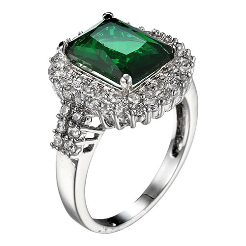 Green Zircon Silver Plated Wedding Rings for Women Anel Bague Femme Jewelry Christmas Year Bluelans: 6