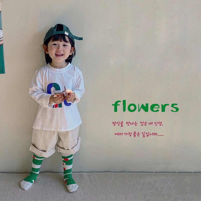 4 paia di calzini per bambini primavera coreana Cartoon fiori stampa neonate calzini sportivi in cotone per bambini di 1-8 anni