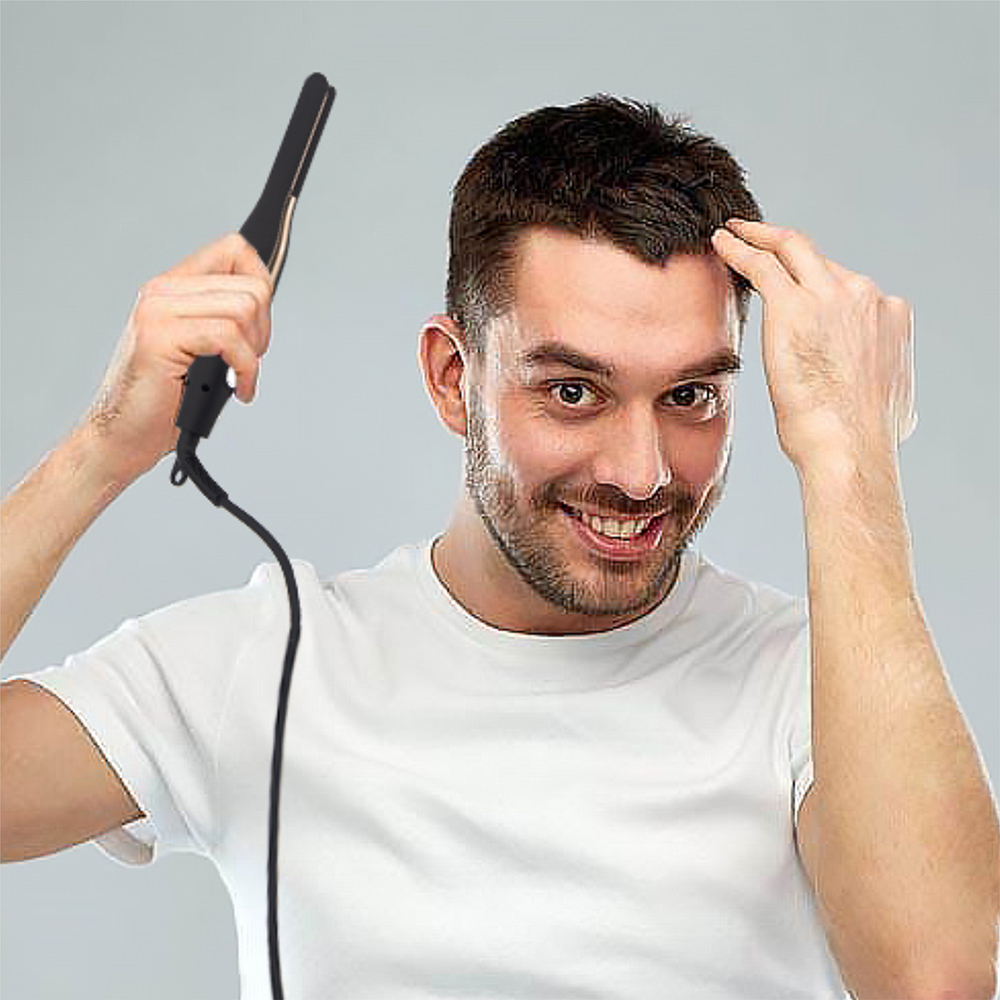Mini-Haarglätter, kleines Glätteisen für kurzes Haar und Pixie-Schnitt, Dual-Voltage-Bart, dünnes Bleistift-Glätteisen, Titan, Reisen