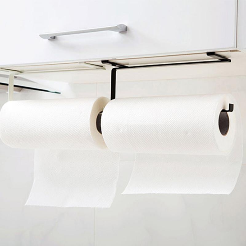 Køkkenrulleholder papir toilet håndklæde hylde skab opbevaring punch free stativer køkken papir holdere sticke stativ jern rulle holder
