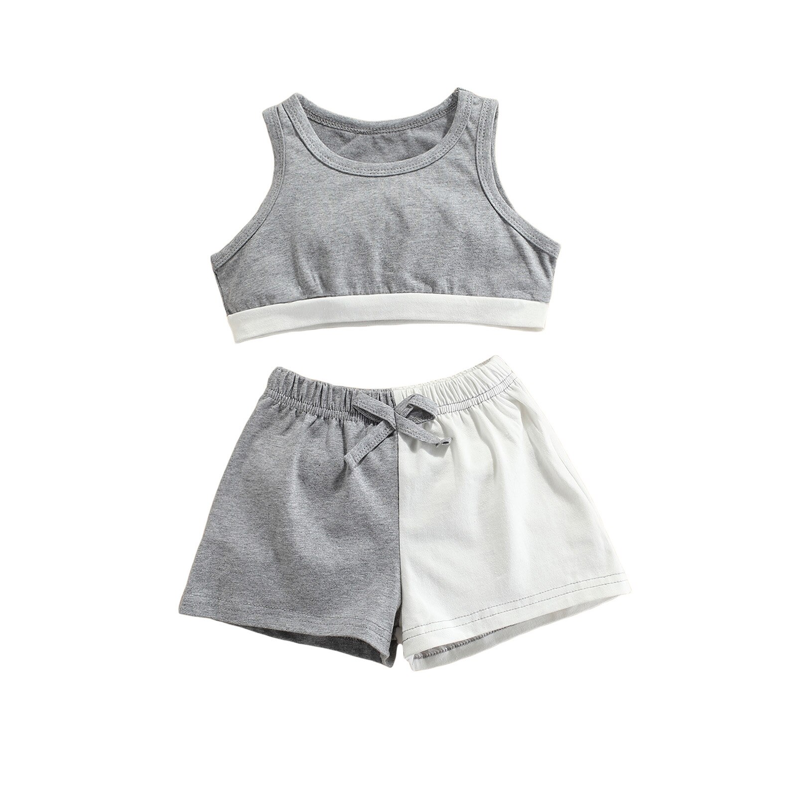 Meisje Vest En Shorts Pak Mode Kleur-Blok Cropped Tops En Boog Elastische Korte Broek 1-6T