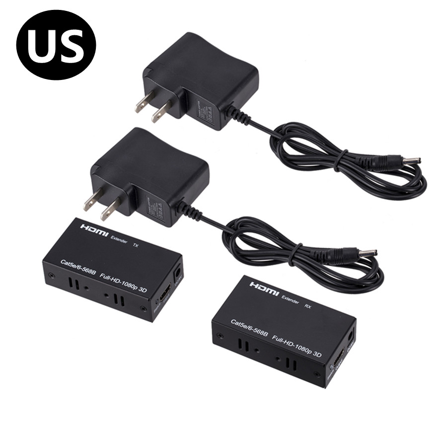 Convertitore di prolunga Extender compatibile HDMI HD 100M tramite CAT 5e 6 6e Cat5e/6 Cat6 UTP RJ45 cavo Ethernet per scheda di rete LAN: US