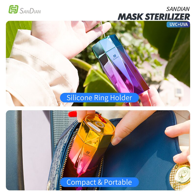 SANDIAN – boîte de nettoyage pour masque Portable, stérilisation UV, étui de désinfection multifonctionnel Rechargeable, nettoyeur d&#39;écouteurs de bijoux ménagers