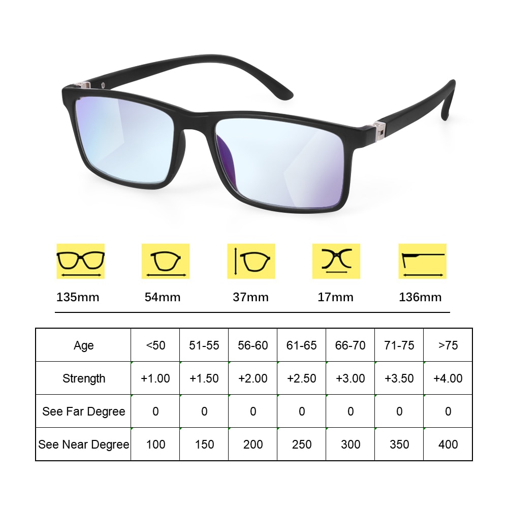 Unisex progressive multifokale lesebriller anti blått lys presbyopia briller i nærheten av langt syn briller hyperopia diopter
