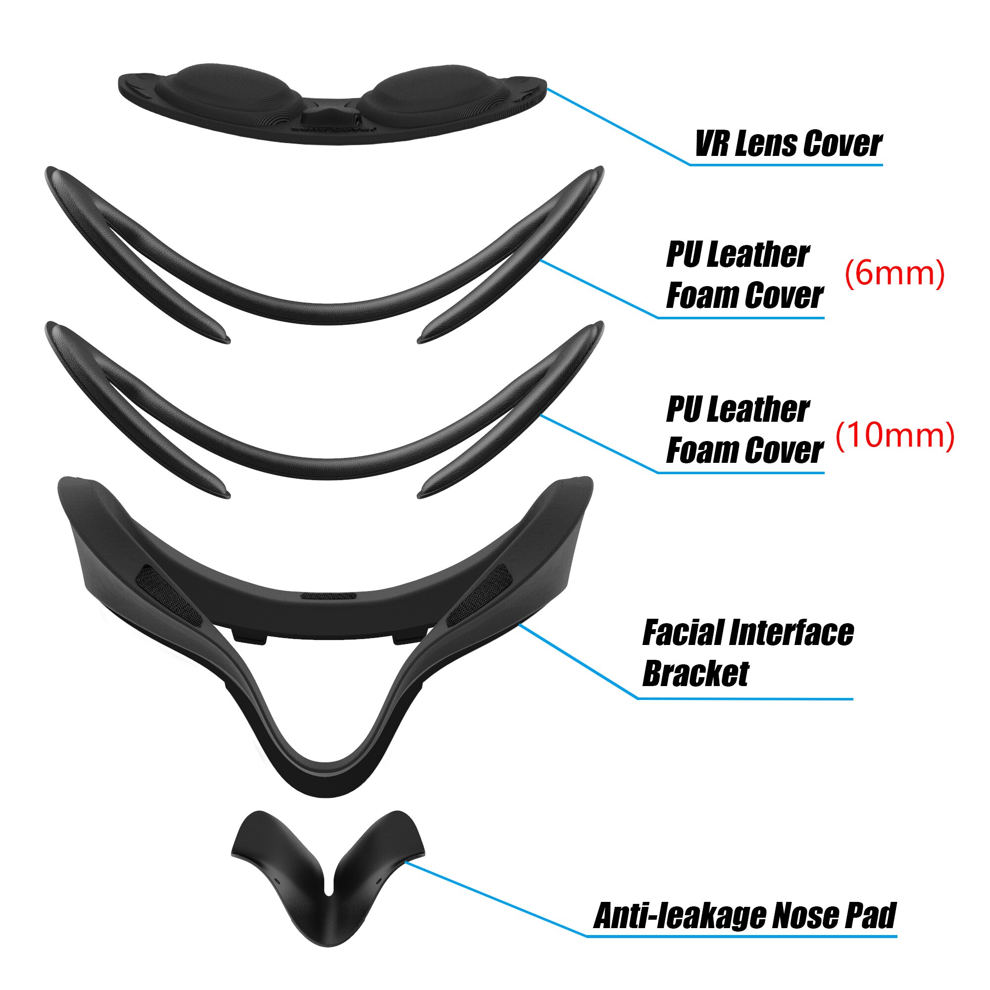 Conjunto de capa para oculus quest, suporte de interface facial anti-vazamento, almofada de cobertura de rosto substituída para oculus quest vr acessórios: Default Title