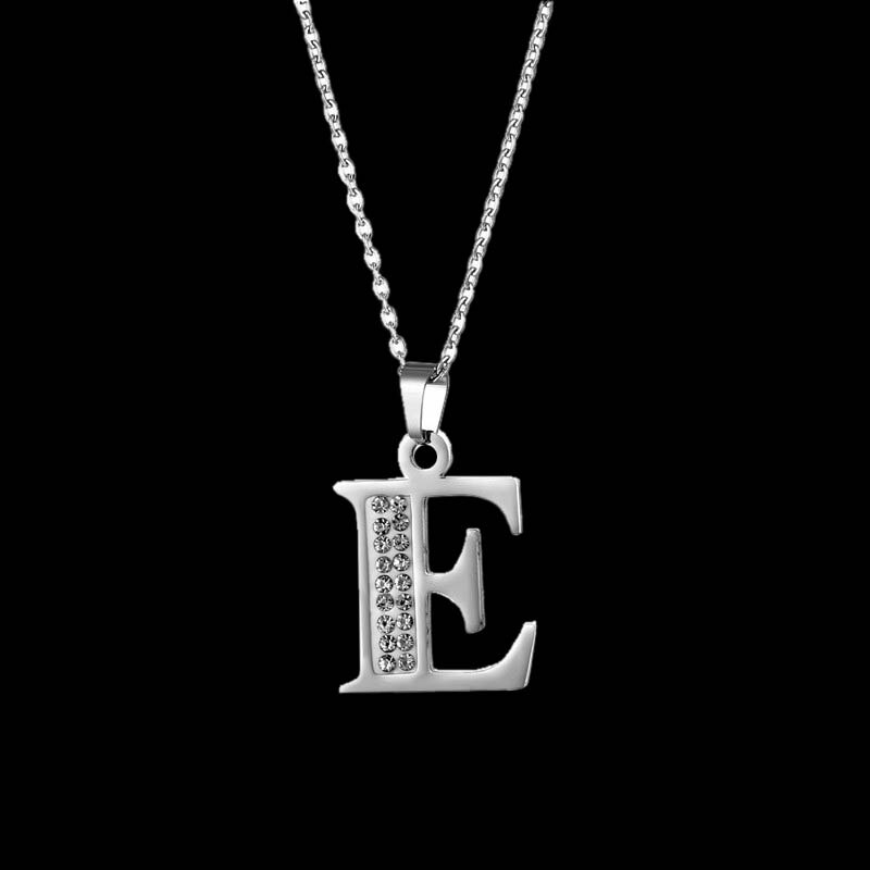 modisch Edelstahl Zirkon A-Z Alphabet Anhänger Kette Halskette Für Frauen Männer Punk Initial Buchstaben Name Halskette Schmuck