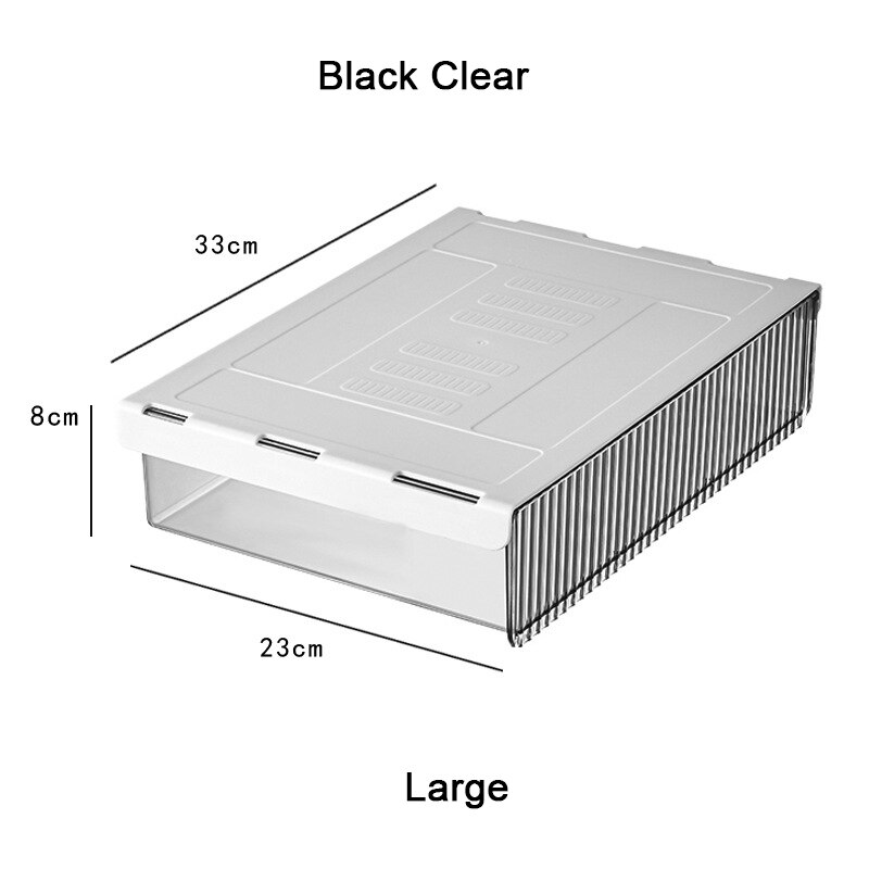 Self-Adhesive Under Desk Drawer Organizer Hidden Space Saving Office Supplies Storage Box Slide Out Pencil Tray Closet Organizer: Large Black Clear