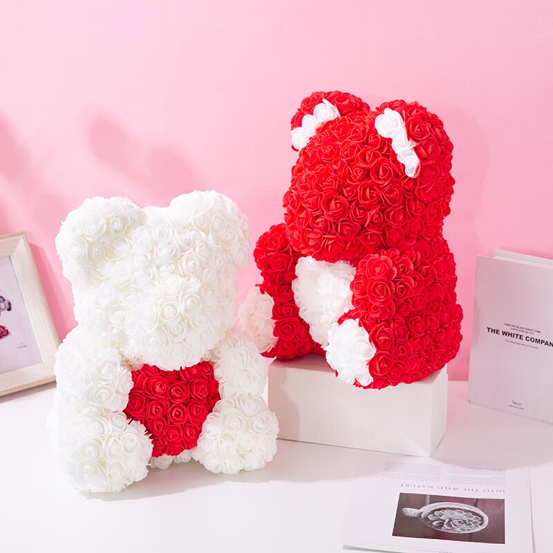 40 cm bear rose teddy bears flower rose bear DIY Christmas Valentine&#39;s Day