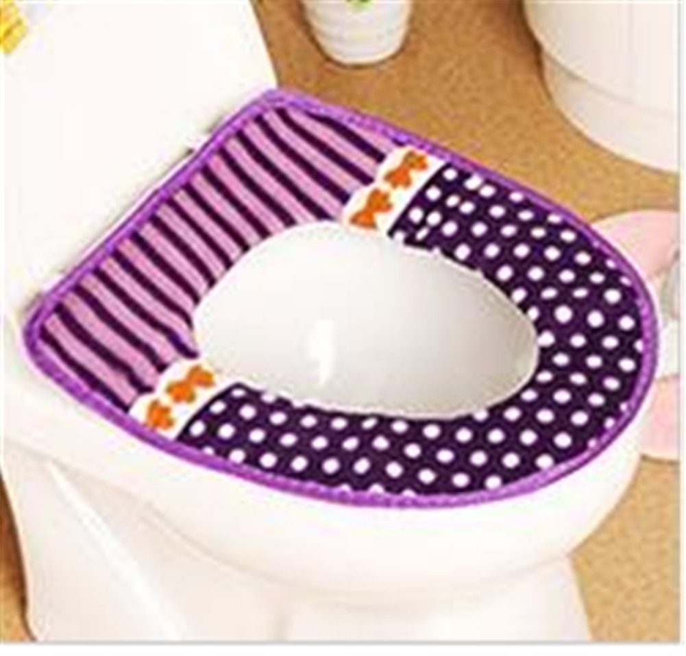 Warm Soft Toilet Cover Seat Lid Top Cover Pad Bathroom Warmer Toilet Seat Bowl Soft Zipper Flower Washable Toilet Seat Cover