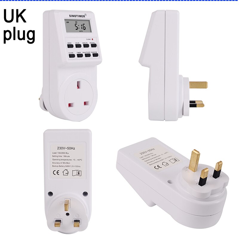 Uk Plug Digitale Wekelijkse Programmeerbare Elektrische Muur Plug-In Stopcontact Tijdschakelaar Outlet Tijd Klok 220V 110V Ac