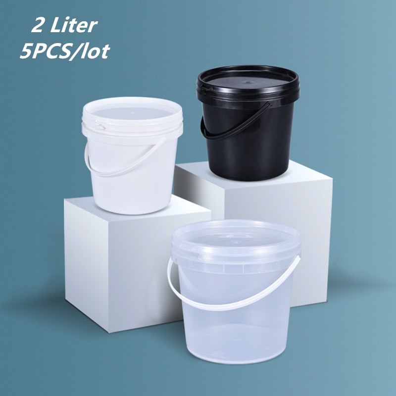 Seaux en plastique de 2L avec couvercles pour yaourt emballage biscuits conteneur seau en plastique de alimentaire 5 PCS/lot