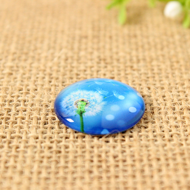 50 stuks/partij prachtige paardenbloem glas cabochons mozaïek bedrukte glazen koepel cabochons mozaïektegels voor knutselwerkjes