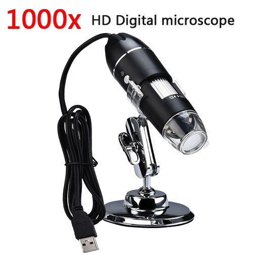 Professionele Usb Digitale Microscoop 1000X 1600X 8 Leds 2MP Elektronische Microscoop Endoscoop Zoom Camera Vergrootglas + Lift Stand: Bruin