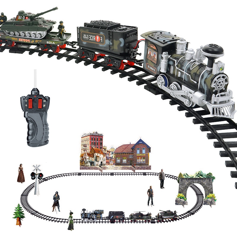 Rc Vervoer Rail Auto Elektrische Stoom Rook Spoor Trein Simulatie Model Oplaadbare Set Model Speelgoed Voor Speelgoed