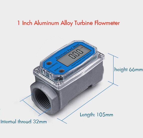 1 Inch / 1.5 Inch Turbine Water Flowmeter Met Digitale Lcd-scherm, diesel Benzine Water Flow Meter Draad Fuel Transfer Meter: 1In Aluminum alloy