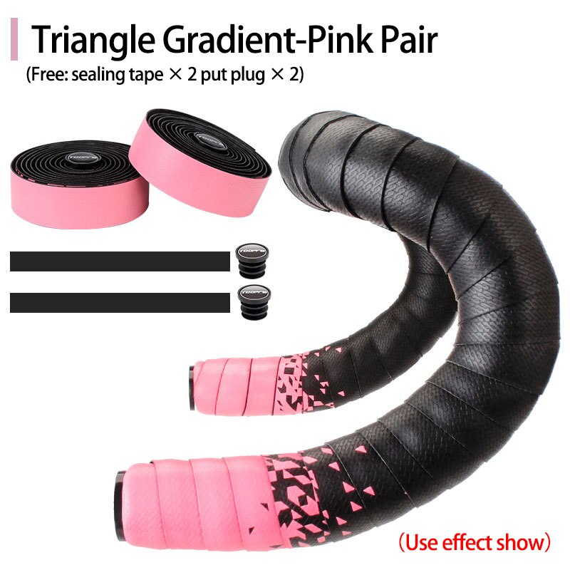 Stuurlint Racefiets Grip Eva Pu Bar Tape Professionele Fietsen Demping Anti-Vibratie Wrap Met 2 Bar Plug fiets Accessoires: Pink Fade