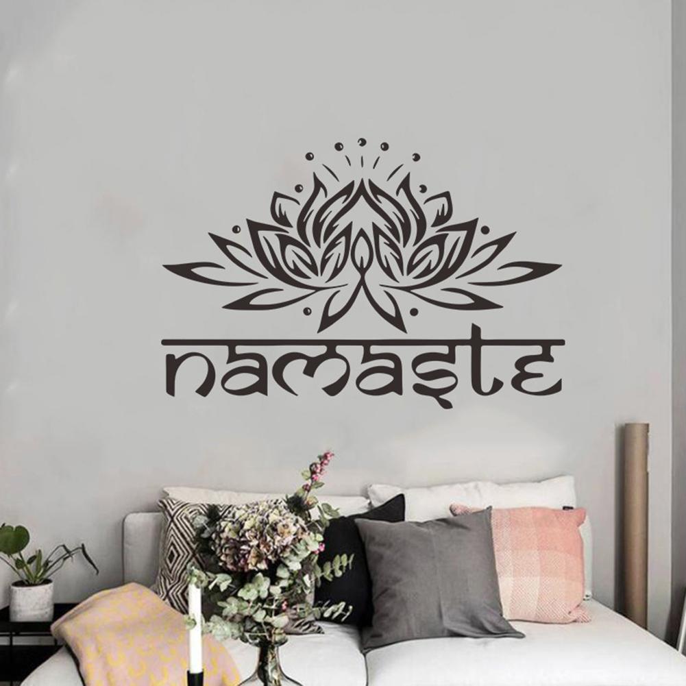 1Pc Removable Indian Namaste non toxic Namaste Lotus Wall Sticker Living Room Background Decal Mural Home Decor