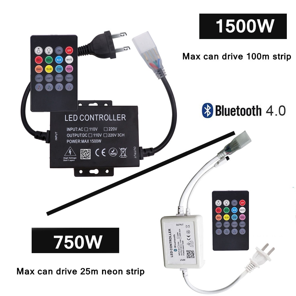Regulador de intensidad con Bluetooth para música, controlador WIFI de 110V, 220V, 750 V, 1500W, para luz de 5050 Tira de LED RGB de neón, aplicación para IOS/Android