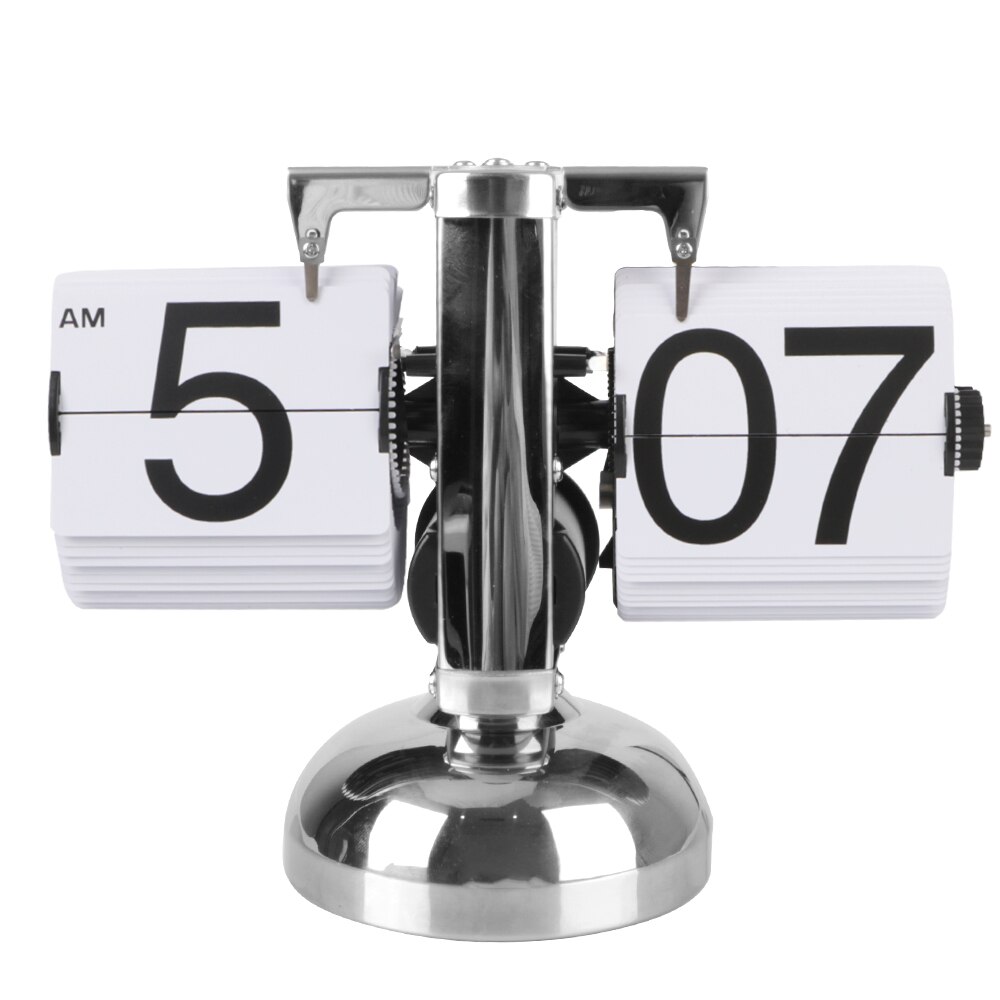 Hoomin digital klocka skrivbordsklocka retro flip clock flip intern växel manövrerad automatisk flip heminredning manövrerad kvartsklocka: En fot vit