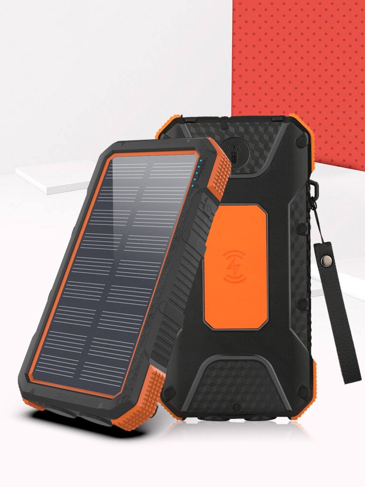 45000mah Wireless Solar Power Bank Portable External Charger Fast Charging PoverBank LED Battery for Iphone Xiaomi Samsung: Orange