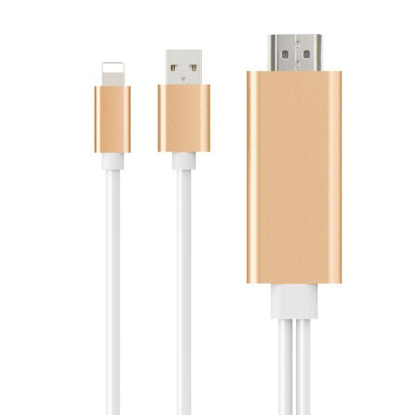 Cable HDMI para Cable Lightning a HDMI HDTV TV AV adaptador de Cable USB 1080 para el iPad de aire/iPad mini 2 3 4 iPhone X 8 7 6 6S Plus iOS: Gold