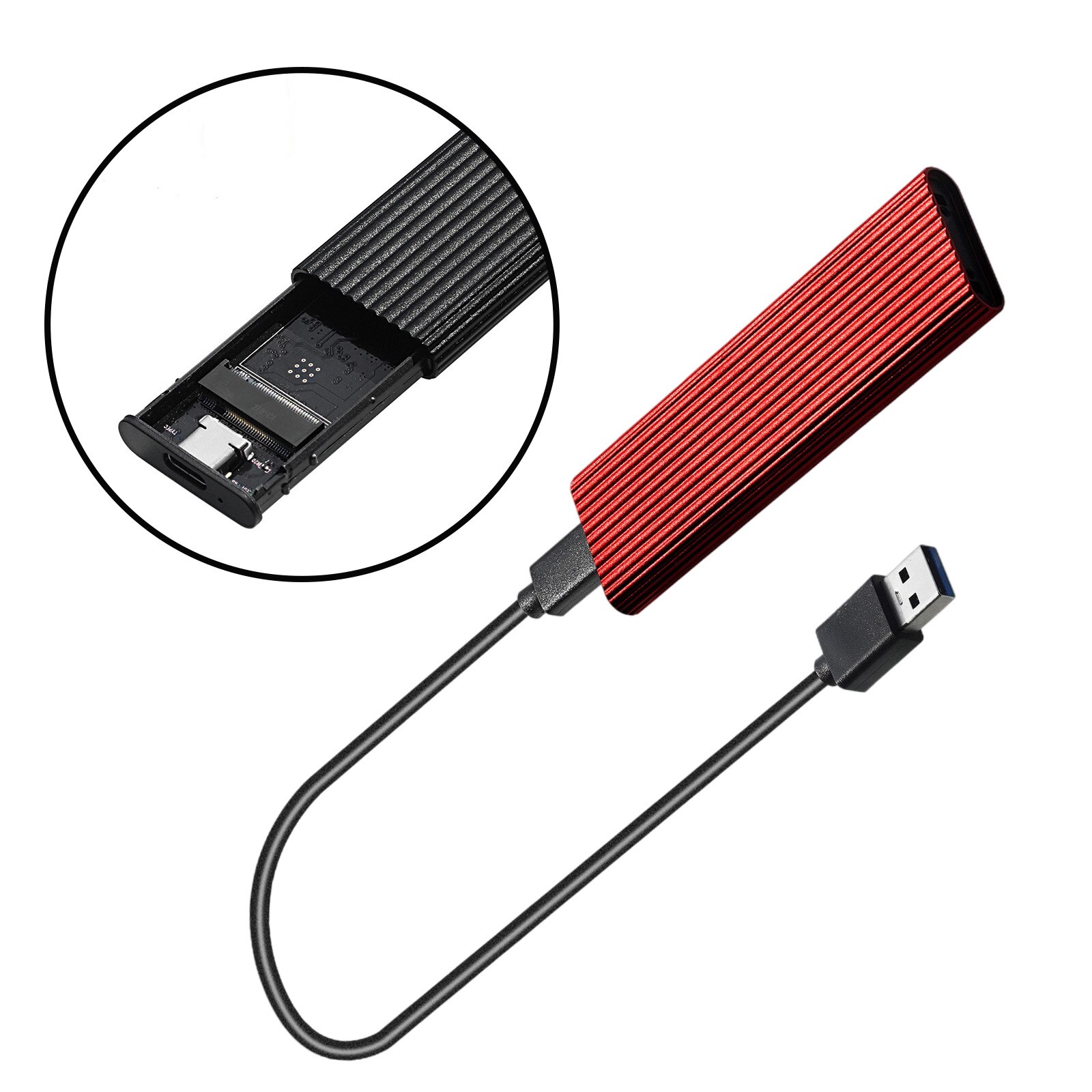 M.2 NGFF SSD SATA a USB 3,0 externo lector SSD recinto convertidor caja de almacenamiento de 6Gbps de apoyo UASP herramienta portátil: Rojo