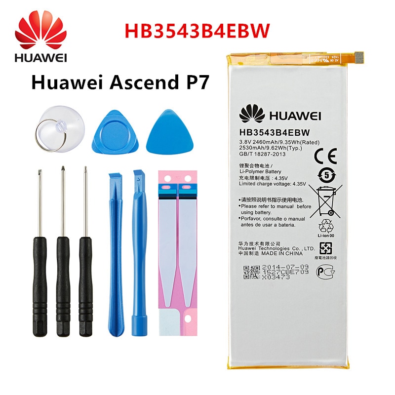 Hua Wei 100% Orginal HB3543B4EBW 2530 Mah Batterij Voor Huawei Ascend P7 L07 L09 L00 L10 L05 L11 Vervanging Batterijen + Gereedschap