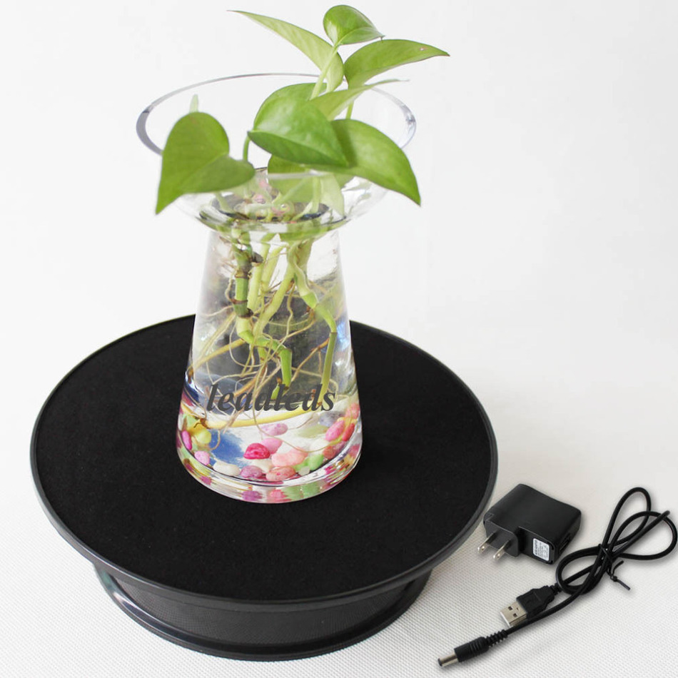 Stylish Black Velvet Top Electric Motorized Rotary Rotating Turntable For Display Or Advertising Stand 360 Plastic Battery