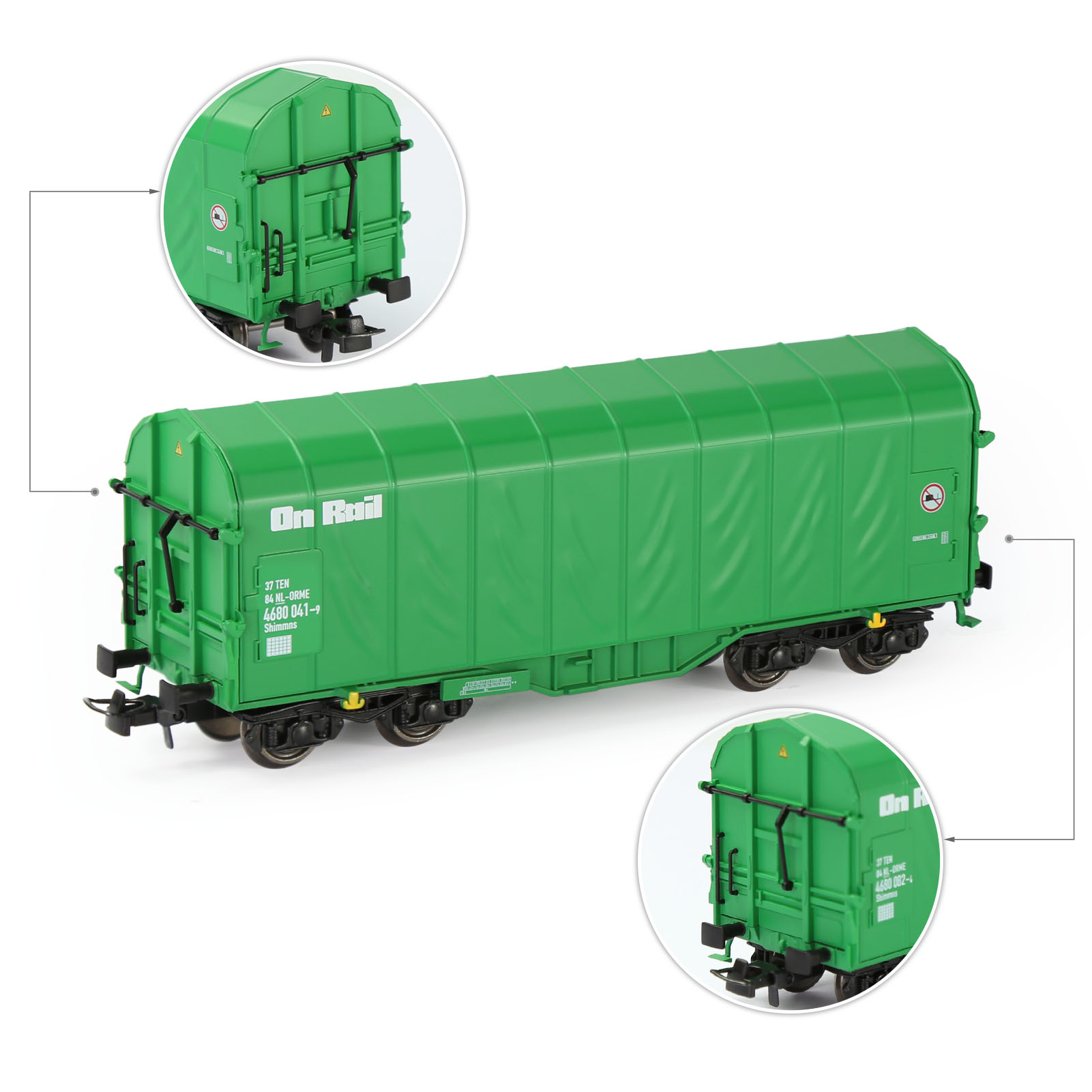 Evemodel 1pc Model Railroad HO Scale 1:87 Covered Coil Wagon Freight Cars C8762: army green