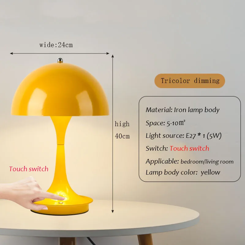 Nordic Danish Table Lamp Home Bedroom Bedside Light Lantern Medieval Dimming Touch Night Light Decor Desk Lamp: Yellow
