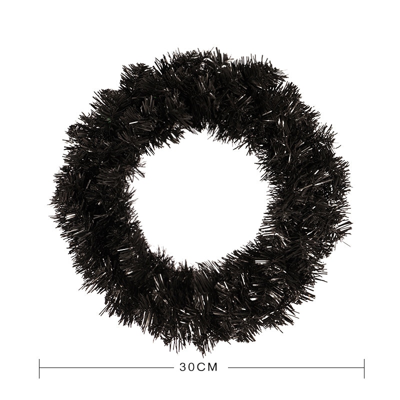 30cm Black Christmas Garlands Christms Tree Hanging Xmas Wreath Led Light Christmas Pendant Merry Christmas Decor For Home