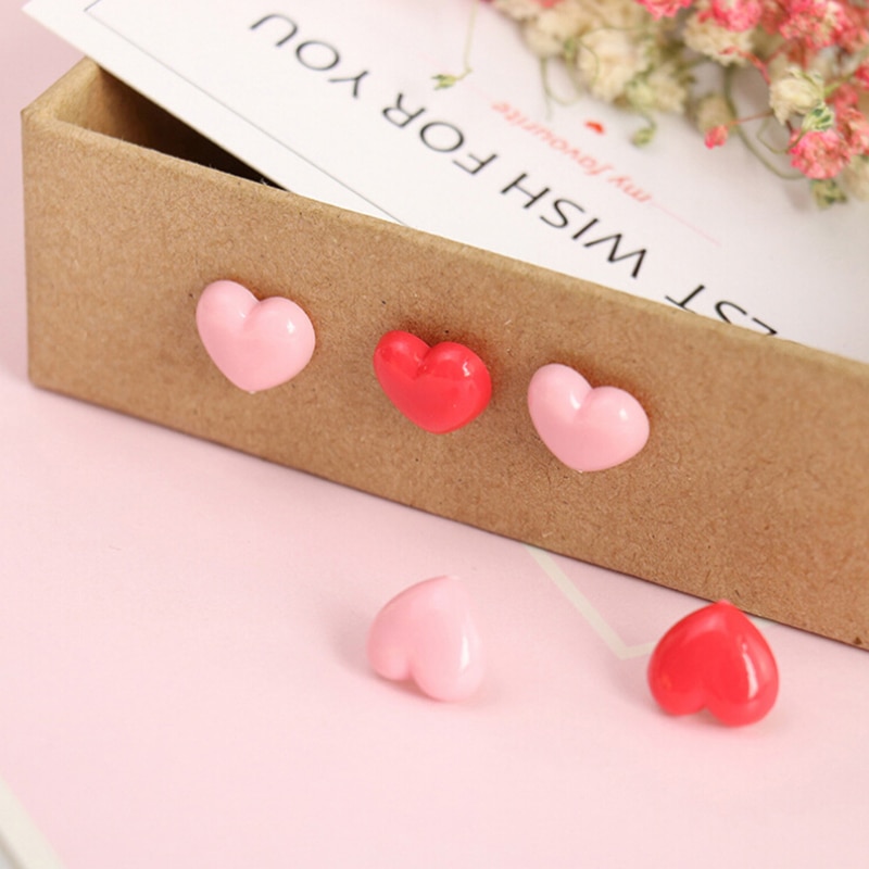 50 unids/pack de chinchetas creativas en forma de corazón romántico, chinchetas rosadas bonitas, chinchetas, suministros de accesorios para oficina y escuela