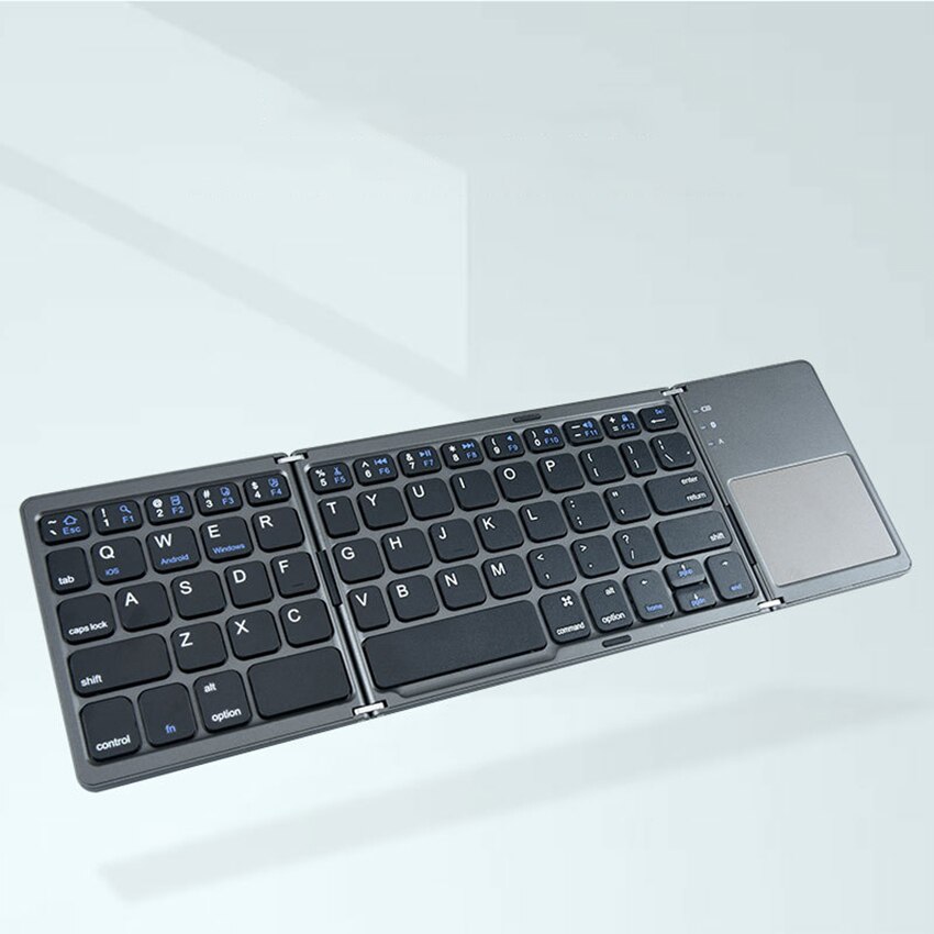 Bluetooth-kompatibel Tastatur, Klapp Tastatur mit Empfindliche Touchpad (Sync Bis zu 3 Geräte), tri-Gefaltet Fodable Tastatur