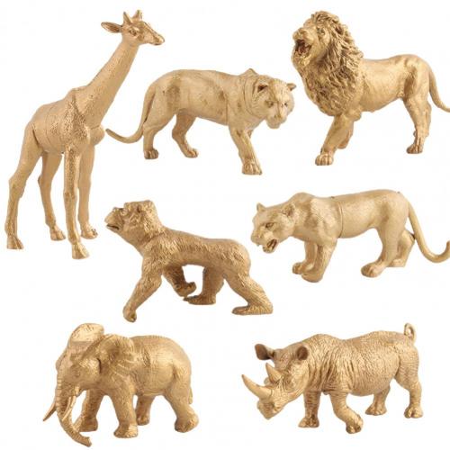 7/Set Simulation Ornaments Golden Color Tiger Lion Leopard Ornaments Learning Education for Decoration: Default Title